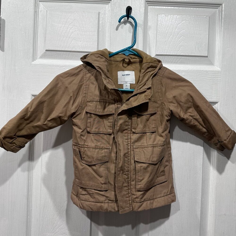 Toddler 2T Tan Utility Jacket – Zip & Velcro, Pockets, New Without Tags